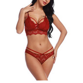 Κορυφαίο σέξι κοστούμι τριών πόντων δαντέλα κούφιο Νέο σέξι εσώρουχα μαύρο μπλε κόκκινο λευκό