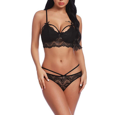 Κορυφαίο σέξι κοστούμι τριών πόντων δαντέλα κούφιο Νέο σέξι εσώρουχα μαύρο μπλε κόκκινο λευκό