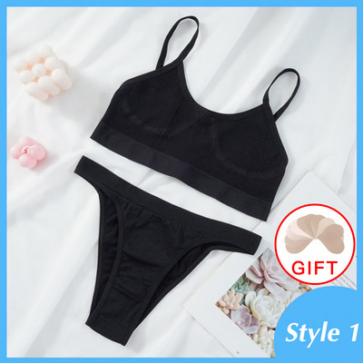 Set de sutien pentru femei Lenjerie sexy Lenjerie de corp pentru femei Bralette Topuri cu nervuri Sutien de modă pentru fete de bază Tank extensibil Crop Tops Costum