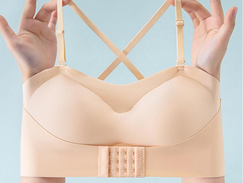 Χωρίς ίχνος στράπλες γυναικεία εσώρουχα μικρό στήθος λεπτό τμήμα συλλέγουν ειδικά αντιολισθητικά δεν μπορεί να πέσει πάνω από σωλήνα δεν σουτιέν από ατσάλινο δαχτυλίδι