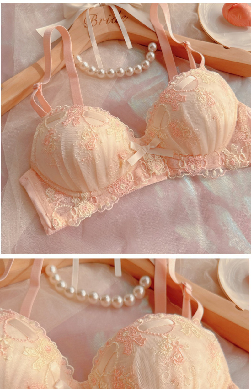 My melody push up sutien dulce fata fara inel de otel set sutien cupa subtire brodata cu banda confortabila de matase drăguț lenjerie proaspătă pa