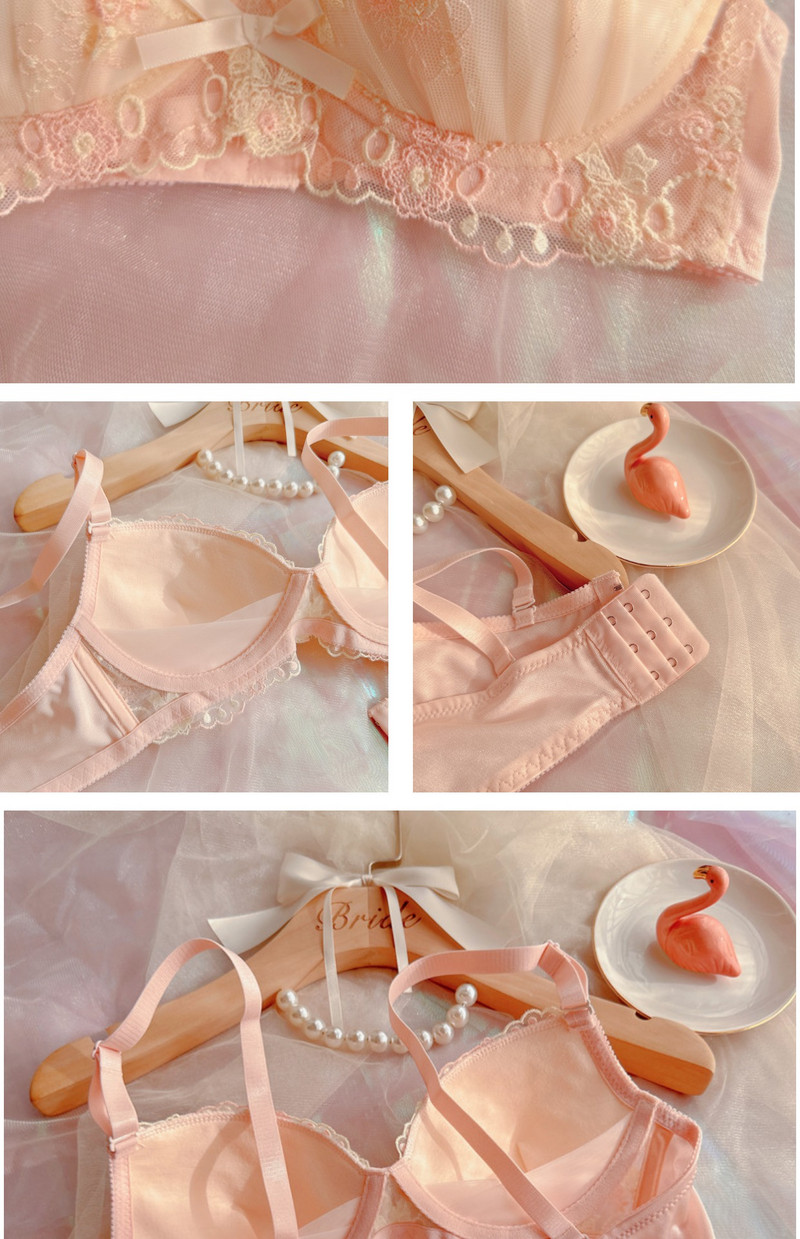 My melody push up sutien dulce fata fara inel de otel set sutien cupa subtire brodata cu banda confortabila de matase drăguț lenjerie proaspătă pa