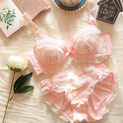 Fete lolita my melody sutien din dantelă set chiloți subțire lenjerie mare inel de oțel adânc V confortabil dulce drăguț pur bralette slip