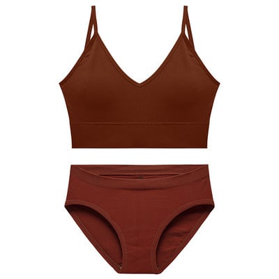 Ženski komplet donjeg rublja Bešavni grudnjak Gaćice Donje rublje Prugaste gaćice i grudnjak s V-izrezom Intimni ženski grudnjak Grudnjak s nabranim grudnjakom