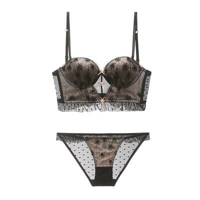 Push up grudnjak s mrežastim vezom i set gaćica s skidivim naramenicama Široko donje rublje bez leđa Žensko seksi donje rublje 2022. Novo