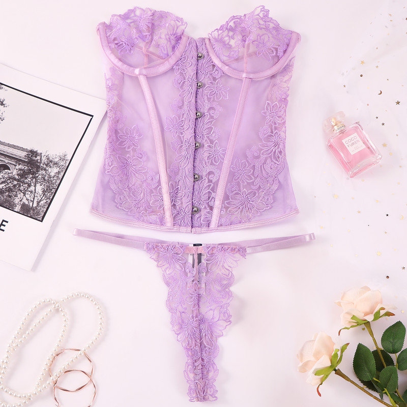 Ellolace Olkaimeta Sensuaalne naistepesu komplekt, 2-osaline, läbipaistev pits, erootiline riietus, tikandid, seksikas aluspesu vöörihmad