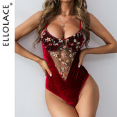 Body din catifea Ellolace pentru femei, cu broderie florală, pentru femei, body din dantelă cu mozaic, body sexy din dantelă, dropshipping