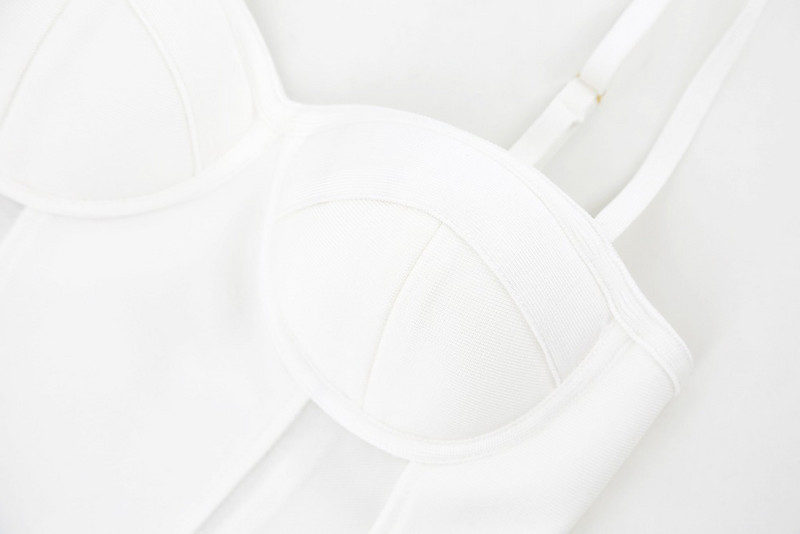 Αμάνικο λουράκι σπαγγέτι Σέξι ρούχα παραλίας Καλοκαιρινό μαγιό Φορμάκια Διασημότητες Χονδρική πώληση Skinny Cami Bodycon Λευκό κορμάκι γυναικών