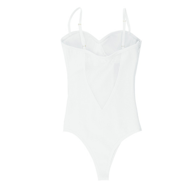 Αμάνικο λουράκι σπαγγέτι Σέξι ρούχα παραλίας Καλοκαιρινό μαγιό Φορμάκια Διασημότητες Χονδρική πώληση Skinny Cami Bodycon Λευκό κορμάκι γυναικών