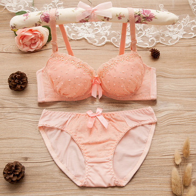 Set de lenjerie de corp din bumbac Maiden Costume de sutien floral din dantela pentru femei Cupa mica Studenti Lenjerie Baruri drăguțe Chiloți triunghi 2 buc ținute