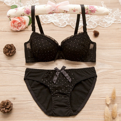 Set de lenjerie de corp din bumbac Maiden Costume de sutien floral din dantela pentru femei Cupa mica Studenti Lenjerie Baruri drăguțe Chiloți triunghi 2 buc ținute