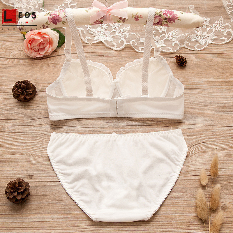 Set de lenjerie de corp din bumbac Maiden Costume de sutien floral din dantela pentru femei Cupa mica Studenti Lenjerie Baruri drăguțe Chiloți triunghi 2 buc ținute