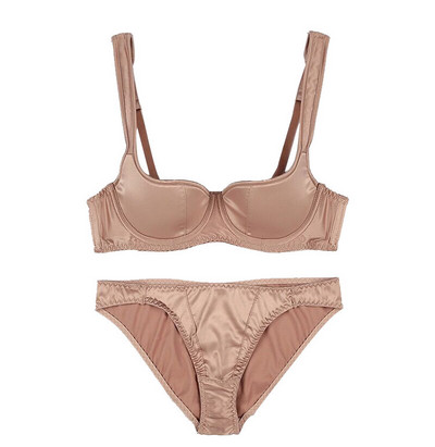 Λεπτό κύπελλο σέξι λείο και χωρίς ίχνη γυναικείο Σετ σουτιέν φαρδύ λουράκι ώμου push up 1/2 μισό φλιτζάνι και σετ εσωρούχων σέξι εσώρουχα