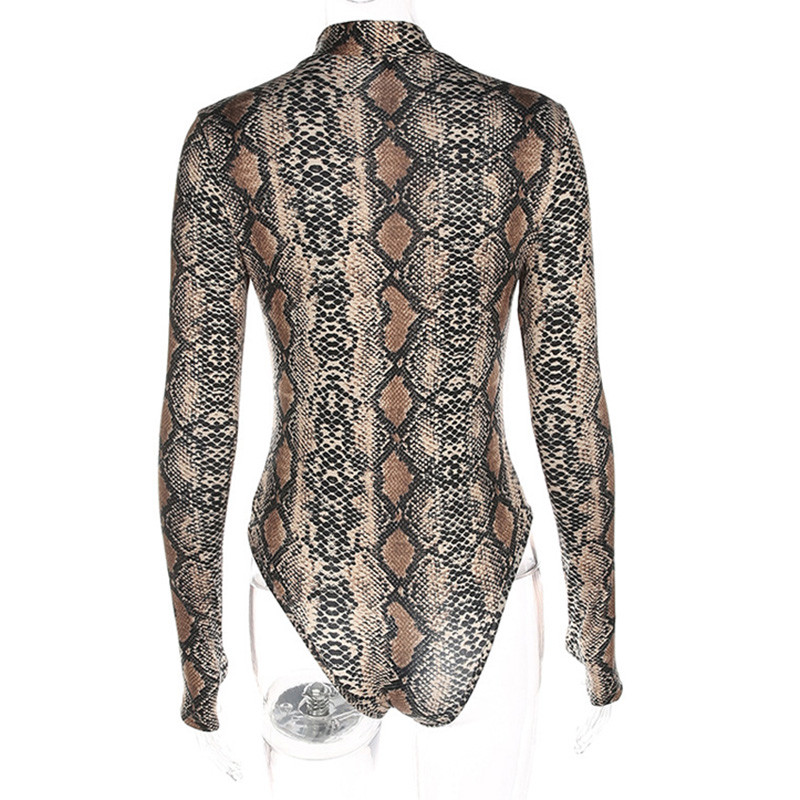 Ρούχα σκηνής για τραγουδιστές One Piece Snake Print Slim Fit Ψηλό γιακά Μακρυμάνικο Κορμάκι Νυχτερινό κλαμπ Pole Dance Wear DNV10699