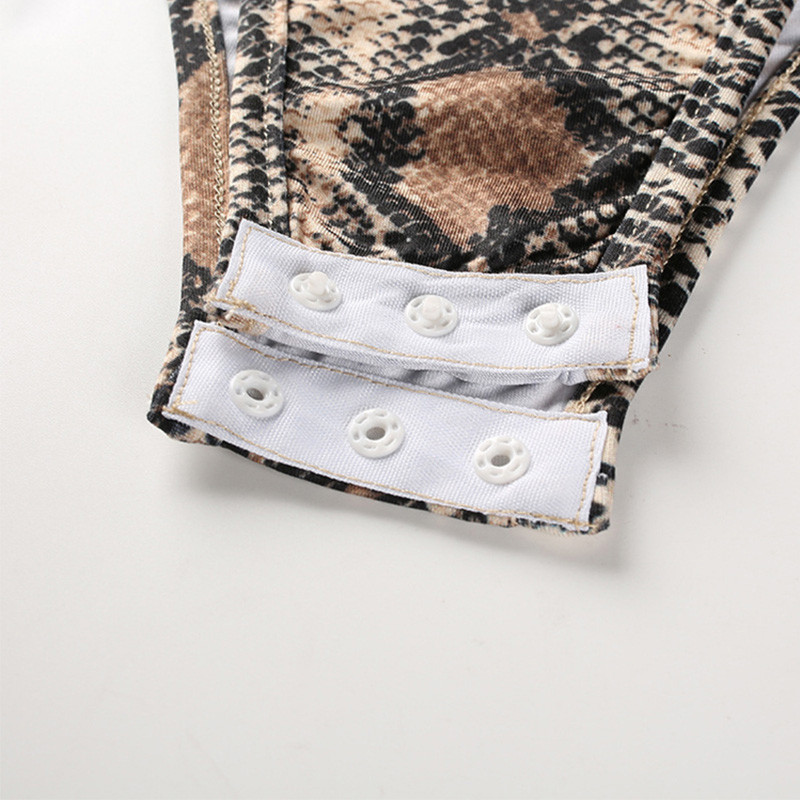 Ρούχα σκηνής για τραγουδιστές One Piece Snake Print Slim Fit Ψηλό γιακά Μακρυμάνικο Κορμάκι Νυχτερινό κλαμπ Pole Dance Wear DNV10699