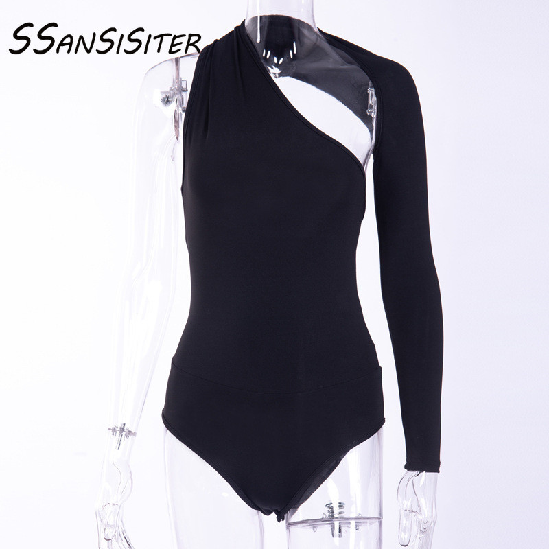 Γυναικείες μπλούζες με έναν ώμο Bodycon μακρυμάνικο σέξι εξώπλατο κορμάκι Leotard Streetwear Casual Ολόσωμες στολές