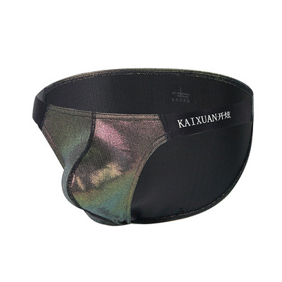Lenjerie de corp de modă Chiloți pentru bărbați Husă moale U convexă Bikini Chiloți cu talie joasă Slip sexy strălucitori