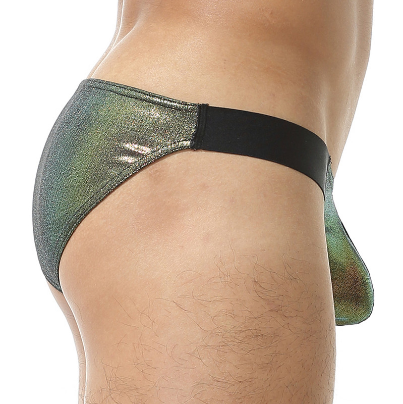 Lenjerie de corp de modă Chiloți pentru bărbați Husă moale U convexă Bikini Chiloți cu talie joasă Slip sexy strălucitori
