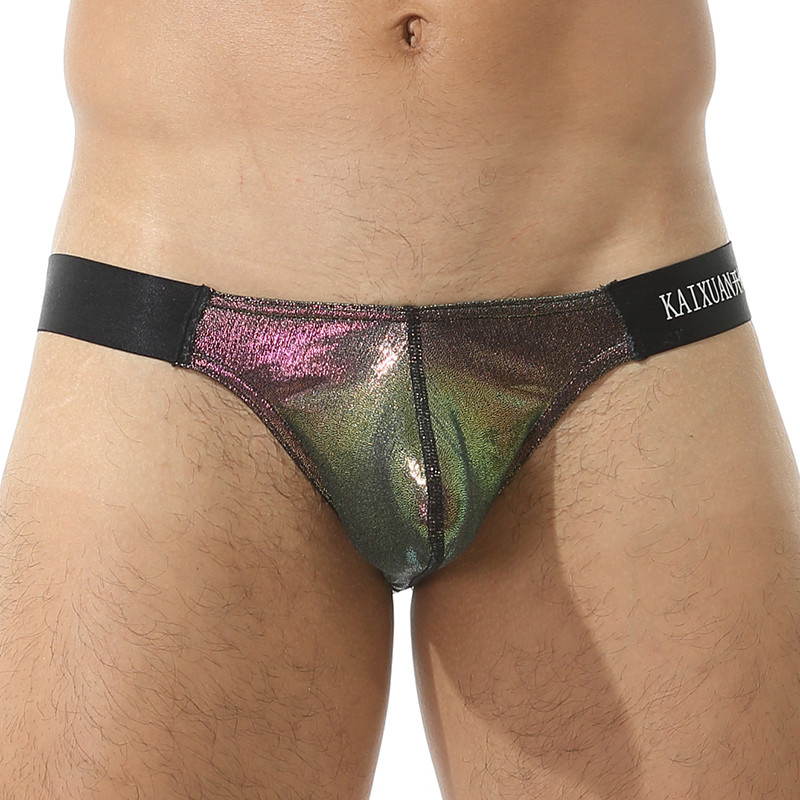 Lenjerie de corp de modă Chiloți pentru bărbați Husă moale U convexă Bikini Chiloți cu talie joasă Slip sexy strălucitori
