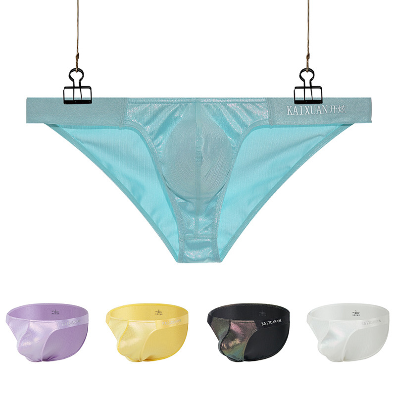 Lenjerie de corp de modă Chiloți pentru bărbați Husă moale U convexă Bikini Chiloți cu talie joasă Slip sexy strălucitori