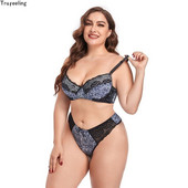 Trufeeling 85D 90D 95D 100D 105D 110D Σετ σουτιέν με φλοράλ στάμπα γυναικεία σετ δαντέλα δαντέλα σε μεγάλο μέγεθος σετ εσωρούχων με επένδυση μεγάλου μεγέθους