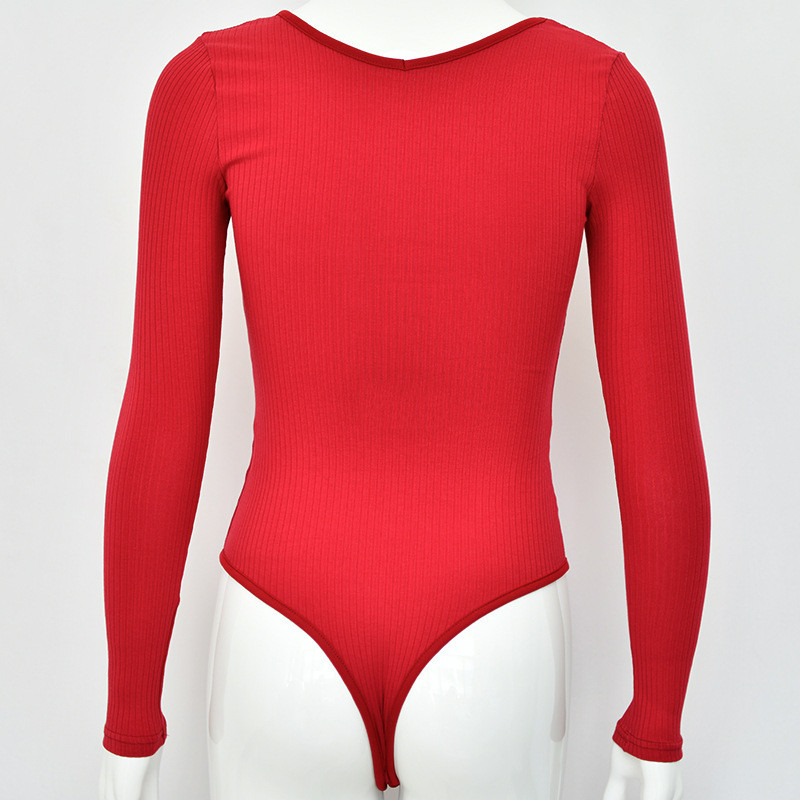 2018 Nou Toamnă Iarnă Costum Body cu mânecă lungă cu umăr dezactivat Body Costum Playsuit Slim Fit Culoare Solidă Femei Bodycon