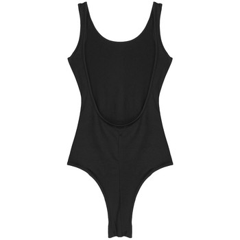 Черно бяло боди с презрамки Секси спортно боди без гръб за активна тренировка Romper Femme без ръкави Фитнес спортно горнище