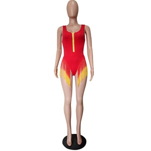 OMILKA Gradient Tutid Sexy Beach Bodysuit naiste sügava V kaelusega varrukateta kõhn ühes tükis suvine lukuga mängukostüüm