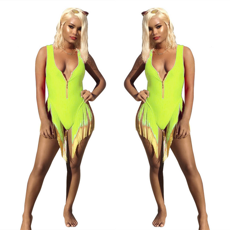 OMILKA Gradient Tutid Sexy Beach Bodysuit naiste sügava V kaelusega varrukateta kõhn ühes tükis suvine lukuga mängukostüüm