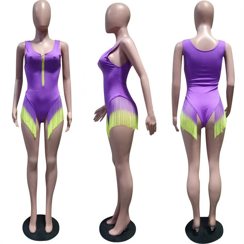 OMILKA Gradient Tutid Sexy Beach Bodysuit naiste sügava V kaelusega varrukateta kõhn ühes tükis suvine lukuga mängukostüüm