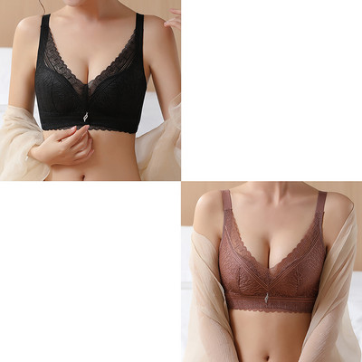 SofbeauForY 2kom/komplet Žensko donje rublje skuplja male grudi Debele i tanke Dvije vrste seksi čipkasti podesivi grudnjak bez čeličnih rubova