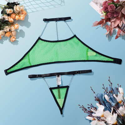 Ellolace εσώρουχα με δίχτυ ψαρέματος με αλυσίδα σέξι  εσώρουχα Γυναικεία σώμα γυμνό χωρίς λογοκρισία οικεία Σίσσυ See Through outfits