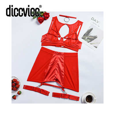 Diccvicc Senzualno donje rublje Žensko prozirno mrežasto izrezano grudnjak s tangama Komplet ženskog seksi čipkanog elegantnog donjeg rublja Erotski kostim