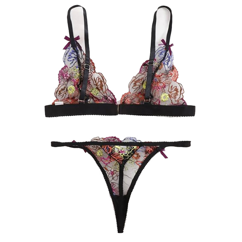 Costum de bikini translucid în trei puncte din dantelă pentru femei la modă de top Europa și Statele Unite ale Americii Noua lenjerie sexy