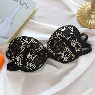 XUANTAOWU modno žensko donje rublje bez naramenica s čipkom bez leđa, nevidljivi bežični grudnjak s 1/2 šalice Push up donje rublje za djevojke