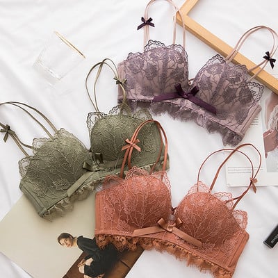 XUANTAOWU dantelă cu broderie florală sutien sexy, confortabil, reglabil, lenjerie de corp pentru femei, 3/4 cupe, fără fir, sutien pentru fete