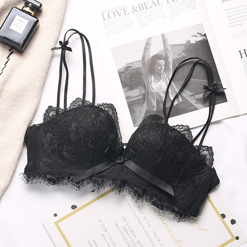 XUANTAOWU dantelă cu broderie florală sutien sexy, confortabil, reglabil, lenjerie de corp pentru femei, 3/4 cupe, fără fir, sutien pentru fete