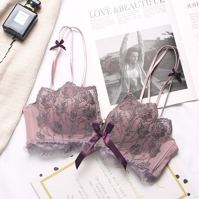 XUANTAOWU dantelă cu broderie florală sutien sexy, confortabil, reglabil, lenjerie de corp pentru femei, 3/4 cupe, fără fir, sutien pentru fete