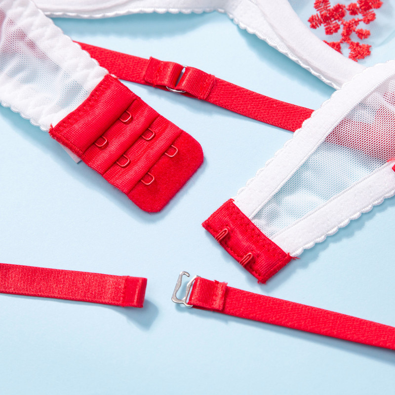 Ellolace Fancy Εσώρουχα Floral Κέντημα Εσώρουχα Πλήρως διαφανές δαντέλα οικείο σετ Γυναικείο 2 τεμάχια Σουτιέν χωρίς ραφή