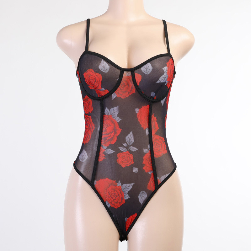 BKLD Ținute dintr-o singură bucată din plasă cu imprimeu leopard pentru femei, toamnă și iarnă, fără mâneci, florale, subțire, pentru petrecere, body body