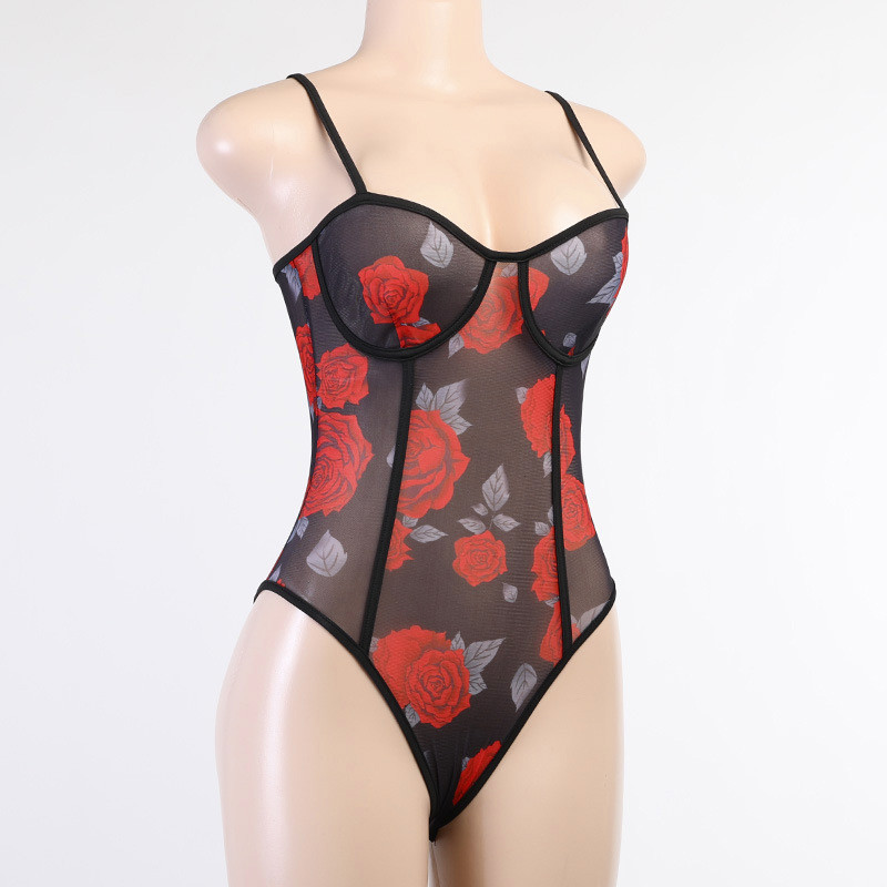 BKLD Ținute dintr-o singură bucată din plasă cu imprimeu leopard pentru femei, toamnă și iarnă, fără mâneci, florale, subțire, pentru petrecere, body body