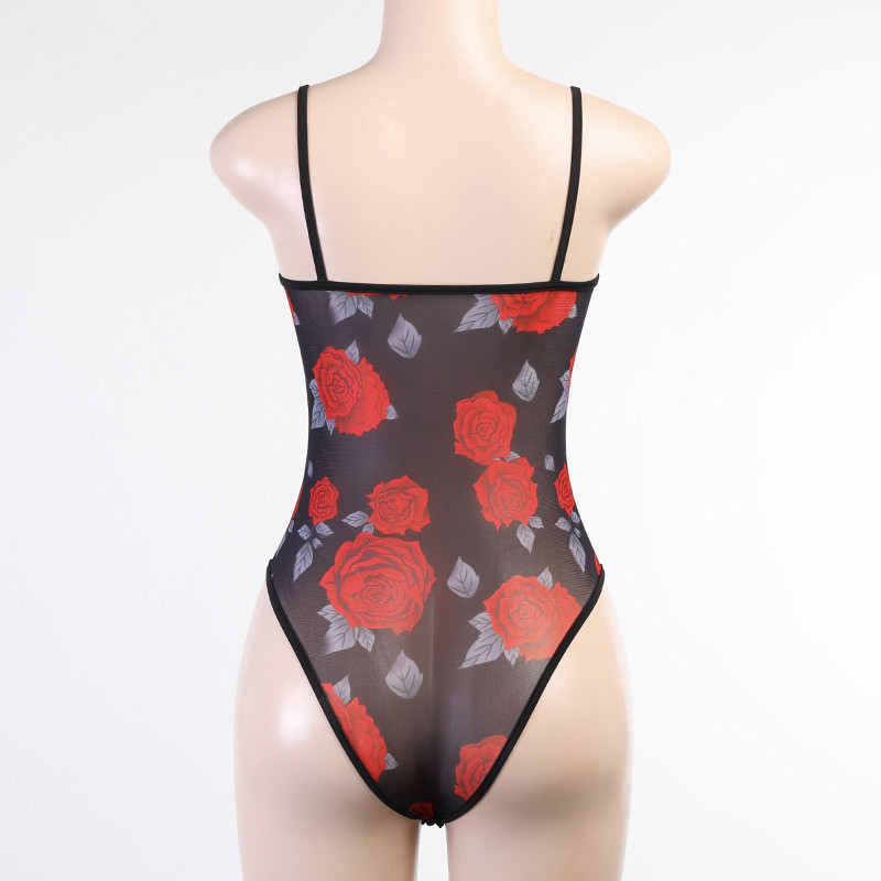 BKLD Ținute dintr-o singură bucată din plasă cu imprimeu leopard pentru femei, toamnă și iarnă, fără mâneci, florale, subțire, pentru petrecere, body body