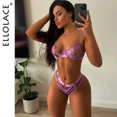 Ellolace Lenjerie Sexy Hollow Sexy Lenjerie de corp Set de corp Femei 2 Piese Costum Erotic Necenzurat See-Through Fine Sutien Tinuta
