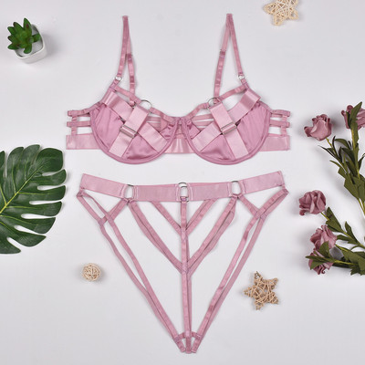 Ellolace Lenjerie Sexy Hollow Sexy Lenjerie de corp Set de corp Femei 2 Piese Costum Erotic Necenzurat See-Through Fine Sutien Tinuta