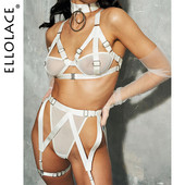 Ellolace donje rublje Seksi izdubljeno donje rublje od prozirne čipke Kompleti erotskih gaćica Komplet grudnjaka Push up podvezice Bilizna set