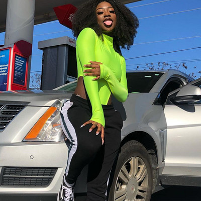 BKLD Seksi bodi dugih rukava 2020. proljeće Novi ženski modni jednobojni neonsko zeleni party Bodycon Clubwear Ženski jednodijelni bodi