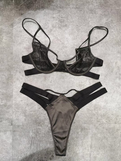 Novi push up grudnjak i komplet gaćica čipkani tanki perspektivni iskušenje ultratanki set seksi donjeg rublja velika veličina grudnjak sa žicama gaćice odijelo