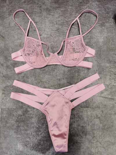 Novi push up grudnjak i komplet gaćica čipkani tanki perspektivni iskušenje ultratanki set seksi donjeg rublja velika veličina grudnjak sa žicama gaćice odijelo