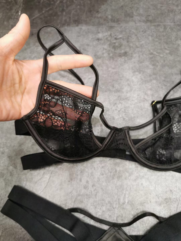 Novi push up grudnjak i komplet gaćica čipkani tanki perspektivni iskušenje ultratanki set seksi donjeg rublja velika veličina grudnjak sa žicama gaćice odijelo