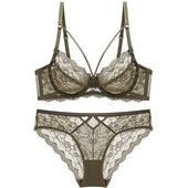 Σέξι Bralette Full Lace Γυναικείο Σουτιέν και Εσώρουχα Wirefree Gathered Softwear Σετ εσώρουχα για κορίτσι Σουτιέν και εσώρουχα Μεγάλο μέγεθος ABCDE